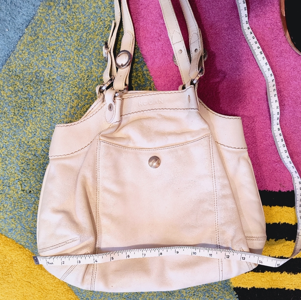 White Hogan leather shoulder bag purse carry all
